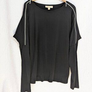 MICHAEL Michael Kors Black Dolman Sleeve Boat Neck Tunic Blouse - Plus Size